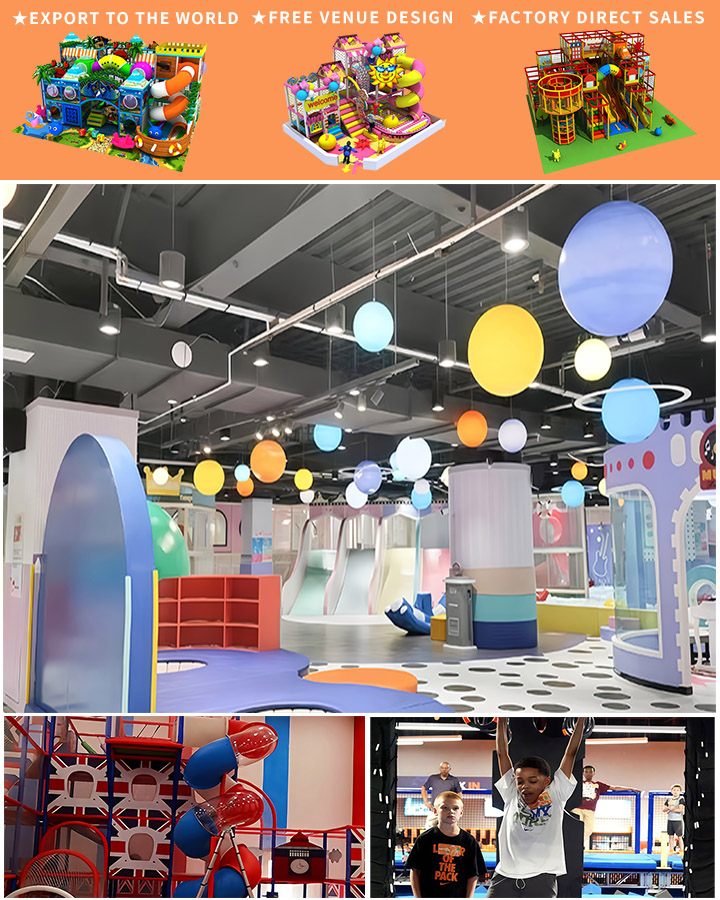 Commercial Playroom Indoor Playground Equipment With Slides - A 500-Meter Indoor Playground and Trampoline Park Franchises