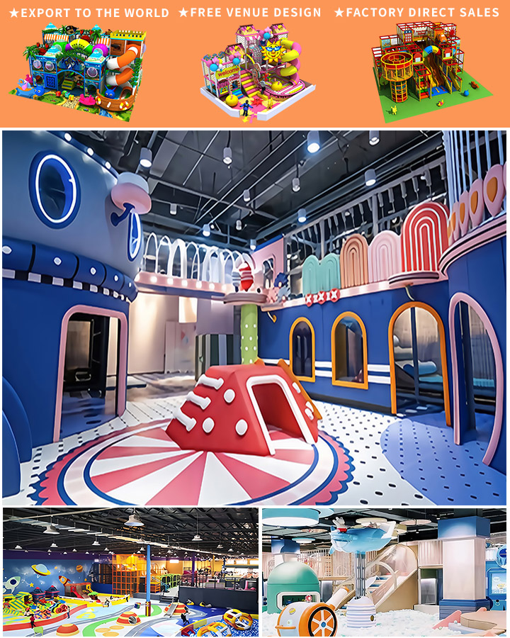 Customized New High Quality Kids Theme Soft Play Center Indoor Playground Equipment with Big Slides for Sale